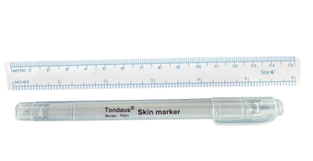Skin marker stift met dubbele punt - 0,3 en 1 mm - violet met lineaal - huidstift medisch
