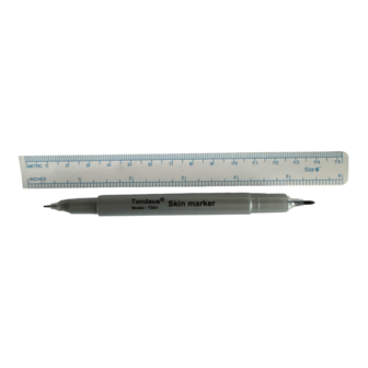 Skin marker stift met dubbele punt - 0,3 en 1 mm - violet met lineaal - huidstift medisch